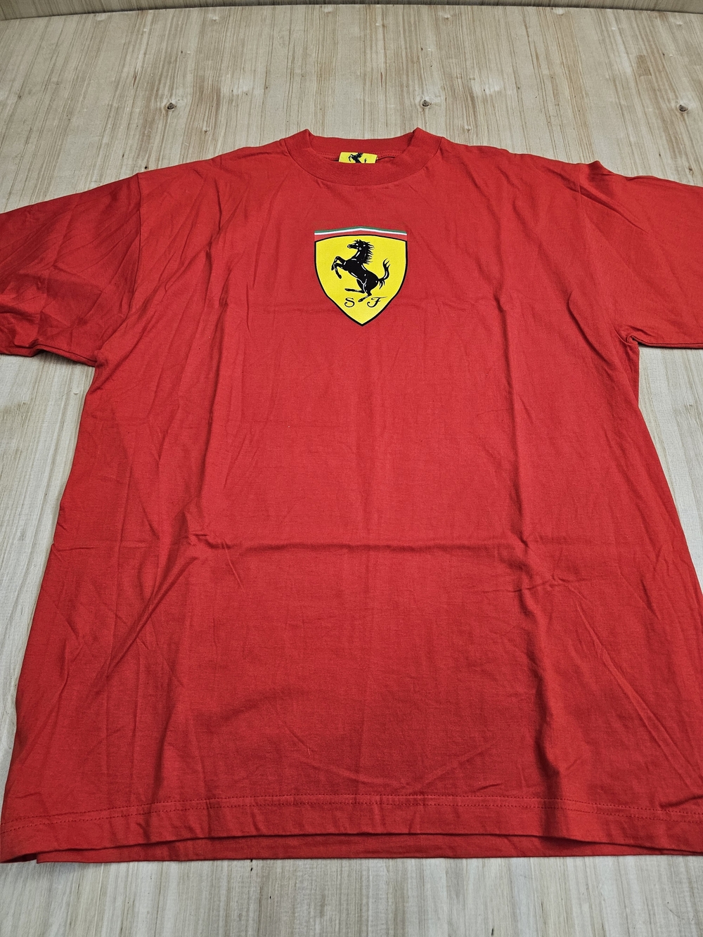 Vintage 1996 Official Ferrari Red Logo Men's Crew Neck T-Shirt XL